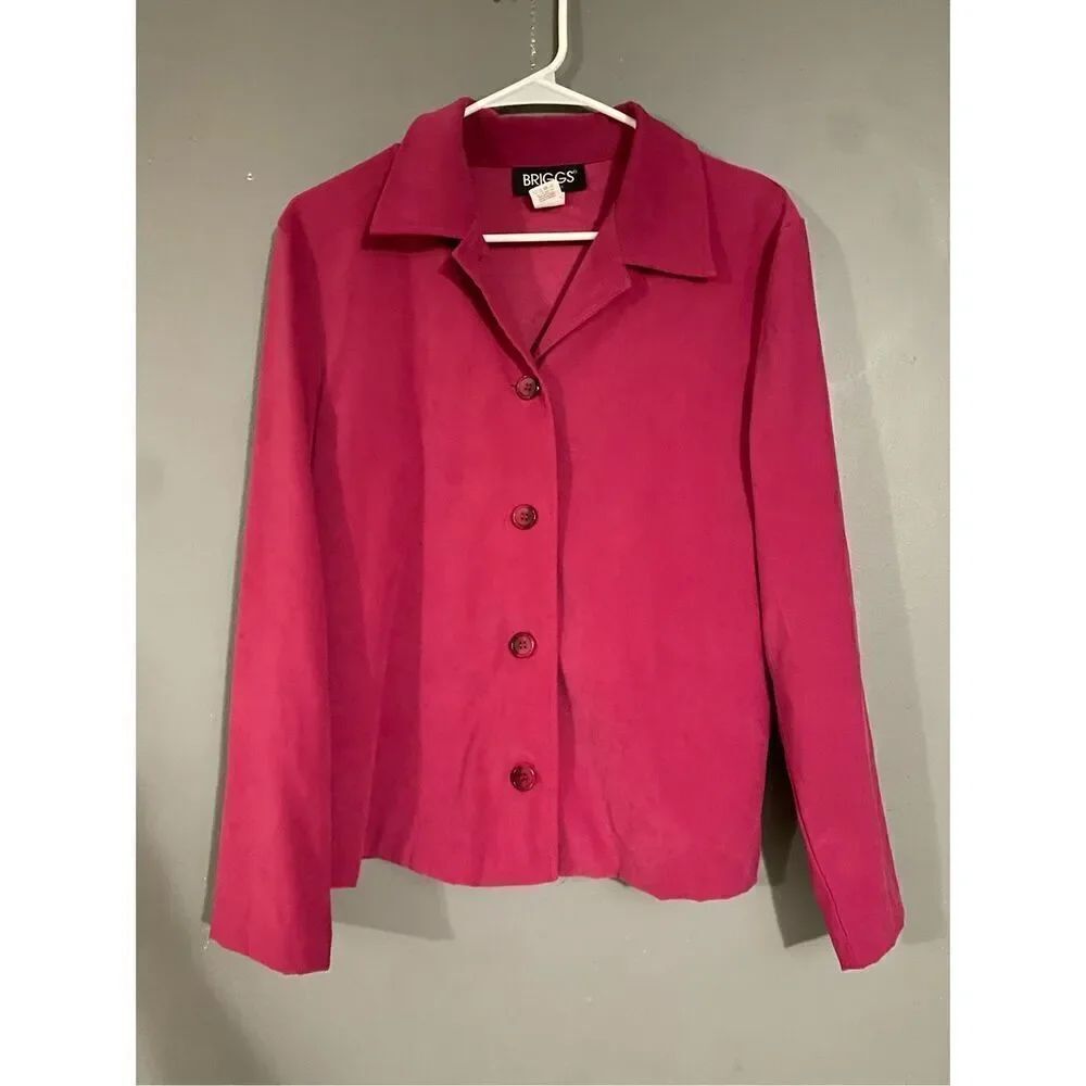 Briggs New York Women Lightweight Button Up Barbie Pink Shacket Size Small